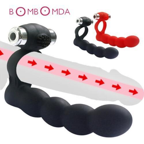 Sex Anal Beads Plug Vibrators With Penis Delay Rings Electro Anal Plug G-spot Prostate Stimulate Massager Sex Toys for Woman Man