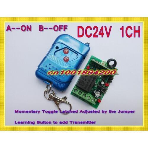 DC24V 1CH RF Remote Control Access Control System LED Light Lamp Power Remote Control ON OFF Switch 315/433.92MHZ Learning Code