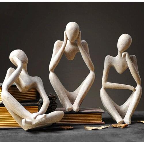 Nordic Art Abstract Thinker Statue Modern European Style Resin Handmade Craft Office Home Desktop Decoration Sculpture Ornaments
