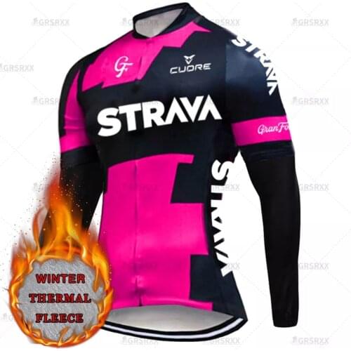 STRAVA Winter Bicycle Race Jersey 2021 Female Pro Thermal Clothes Long Sleeves MTB Team Jersey Cycling Wear Bike Race Clothes