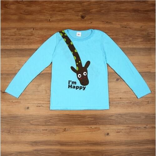 Lollas New Autumn Long-sleeved Top Three Colors Cute Giraffe Pattern Top Comfortable Pure cotton Suitable for Boys and Girls