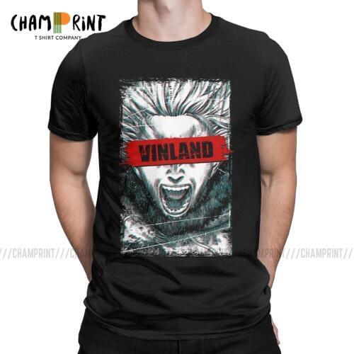 Vinland Saga Thorfinn Anime T-Shirts for Men Viking Otaku Manga Vintage Pure Cotton Tee Shirt Round Neck T Shirts Original Tops