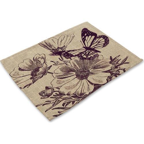 Vintage Bicycle Car Table Mat Fashion Kitchen Butterfly Flowers Placemat Table Napkin for Wedding Dining Decor Table Mat