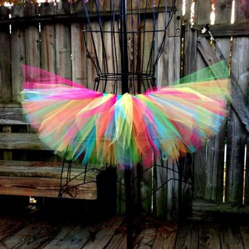 Rainbow Color Tutu Skirts Girls Ballet Dance Tulle Pettiskirt Underskirts Tutus Children Birthday Party Costume Skirts Cloth