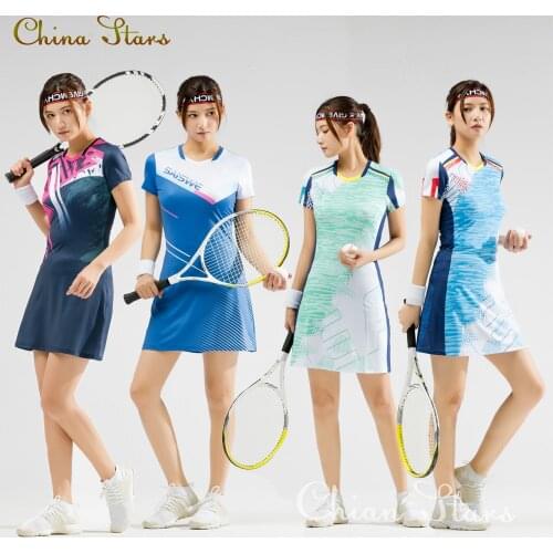 Girls Tennis Dresses Built-in safety Shorts, High Stretch Womens Badminton Dress, Women Slim Golf Dance Party Sport Long Skirt