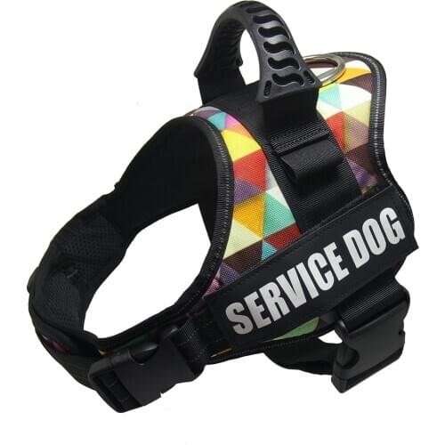 Service Vest Dog Harness No-Pull Reflective Breathable Adjustable Pet Vest Jacket with Soft Padding Handle for Outdoor Walking