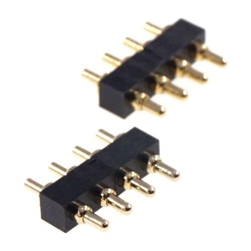 100pcs Spring loaded Pogo pin connector 4 Pin Pitch 2.54 mm Through Holes Brass material Gold 1u Single Row PCB 2.0mm Thin