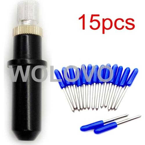 15pcs high quality 60 degree Mimaki Cricut Cutting Plotter Vinyl Cutter Blades + Mimaki Holder Housing