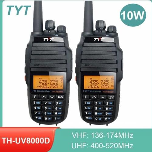 2pcs Walkie Talkie 10W TYT TH-UV8000D Two Way Radio Scanner Repeater Function Transceiver Dual Band VHF UHF CB Ham Radio Station