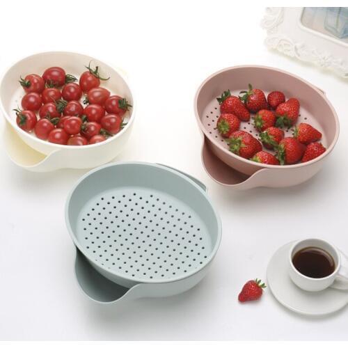 2-in-1 Colander & Bowl Sets, Mixing Bowl & Colanders Strainers Set for Fruits Vegetable Cleaning Washing Basket Sieve Colander