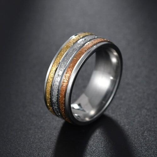316L Stainless Steel Rings For Men Women Gold Color Scrub Engagement Wedding Ring Jewelry For Boy Friend Gift Anillos
