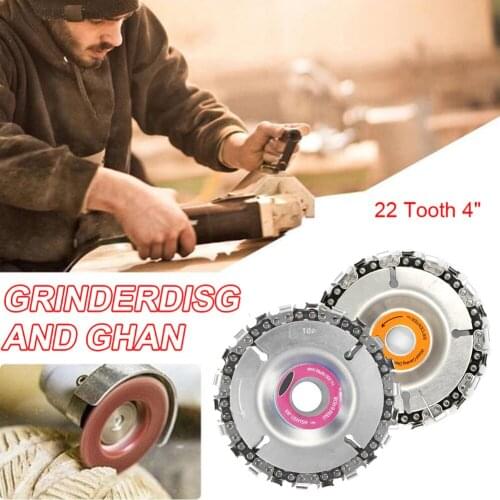 4 Inch Wood Carving Disc Angle Grinder Disc 22 Tooth Chain Saw Blade for Carving Cutting Removing Wood