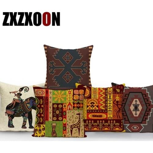 African Woman Cushion Cover Dancing Lady Africa Geometric Pillow Covers Pillow Cases Color Cloth Bedroom Sofa Decoration Ethnic