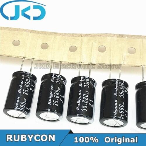 10pcs RUBYCON 680UF 35V 12.5*20mm 680UF35V 35V680UF 12.5x20mm Aluminum Electrolytic Capacitor 100% Original