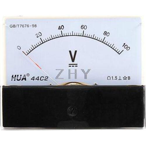 DC 1V 2V 3V 5V 10V 15V 20V 30V 50V 75V Arabic Numerals Dial Panel Analog Voltmeter Volt Meter 44C2