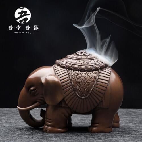 My unit copper elephant aroma stove household indoor sandalwood aloes smoked incense burner home furnishing articles ta