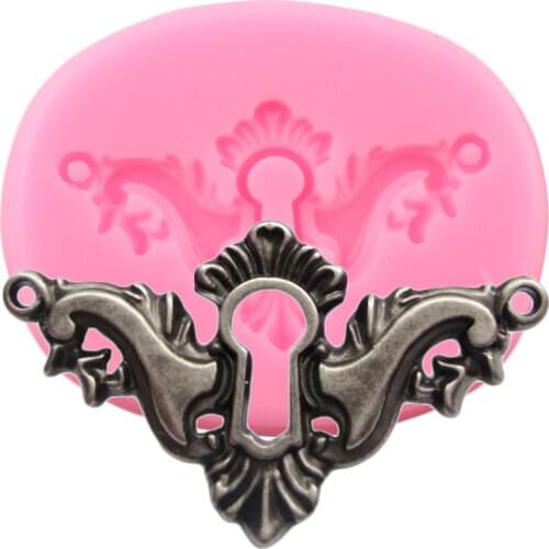 Key Hole Lock Plate Silicone Molds Steampunk Cupcake Topper Fondant Cake Decorating Tools Candy Clay Chocolate Gumpaste Moulds