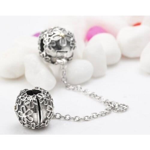 925 Sterling Silver Safety Chai Thread Bead Bow n with Poetic Blooms Fit Europe Bracelet Bangle Women Jewelry