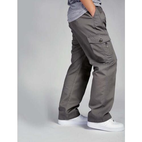 Autumn Winter Mens Cargo Pants Cotton Wide Leg Pocket Side Zipper Hip Hop Harem Pants Casual Male Joggers Plus Size 6XL