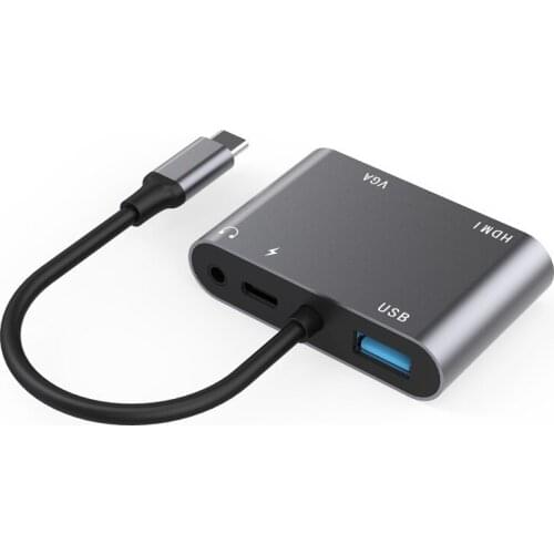 Type-C to HDMI VGA Five-in-One Docking Station USBC Hub Apple Computer Mobile Phone Office