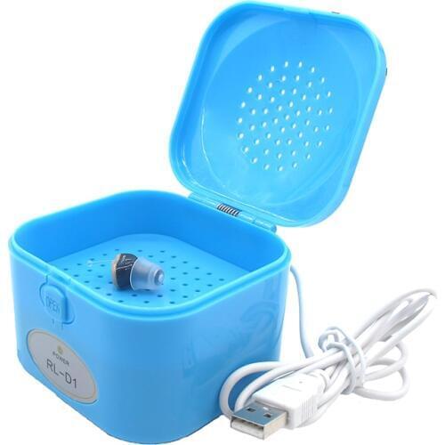 USB Hearing Aid Electrical Dehumidifier Blue Hearing Aid Dryer Convenient Hearing Aid Dry Case