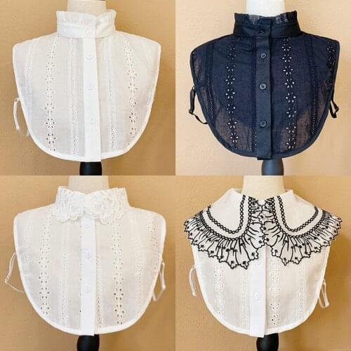 Cotton White Girls Shirt Detachable Collar for Womens Blouse Tops Fake Collars Female Necklace Clothes Decorative False Collar