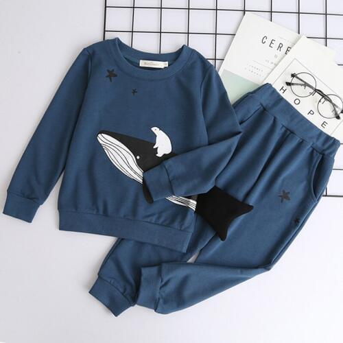 2019 Boy outfits set Whale print outfits / Navy and white colors available