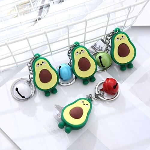 Creative Lucky Avocados Keychains Cartoon Fruit Lovely Fortune Bell Key Ring Girl Bag Pendant Student Lovers Holidays
