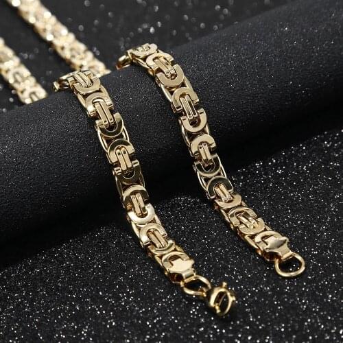 23.62" Stainless Steel Mens Necklace Byzantine Box Chain Multi Color Vintage 6mm Accessories