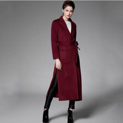 New style Female Winter Woolen Overcoat wool collar Jacket Women Slim Ladies Elegant Red wear Fashion Autumn Long Medium Coat
