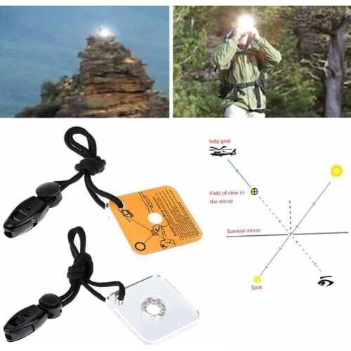 New Multifunction Survival Emergency Rescue Signal Mirror Acrylic Heliograph with Whistle Rope Outdoor Tool