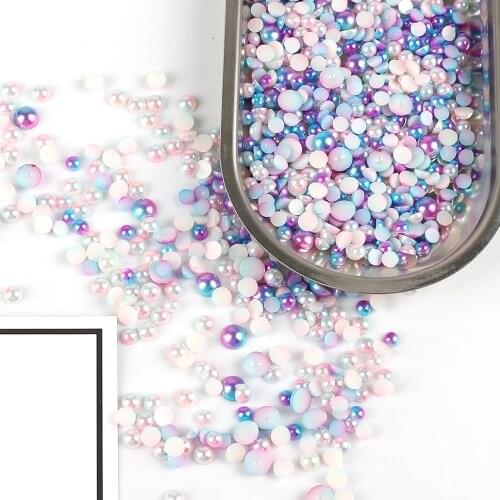 Mixed Color 3/4/5/6/8mm Half Round Acrylic Imitation Flatback Pearl Beads for Jewelry Making /Nail Art /Phone Decoration
