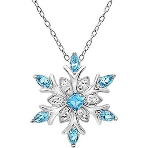 Christmas Jewelry Snowflake Crystal Necklace Frozen Winter Necklace Cubic Zirconia Snowflake Pendant Necklace KL39DH-38CB