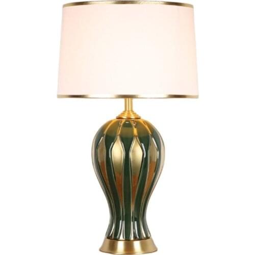 Simple American Style Green Gold Ceramic Table Lamp For BedRoom Bedside Living Room Foyer Study Desk Reading Night Light190172