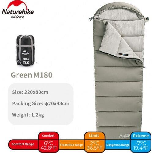 Naturehike M-Series Envelope style Cotton Sleeping Bag Moisture-proof Portable Spliced Washable Sleeping Bag with Cap Camping