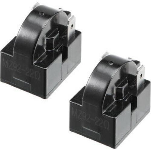 2 Pcs 22 Ohm 2 Pin Refrigerator PTC Starter Relay Replacement Part Black