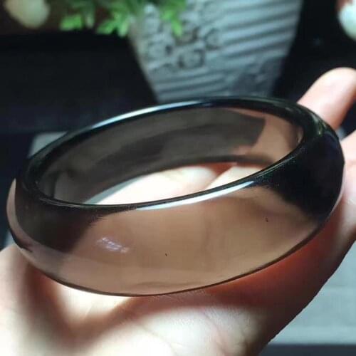 Free shipping Genuine Natural Ice Black Obsidian stone Lady Bangle AAA Inner Diameter 60mm