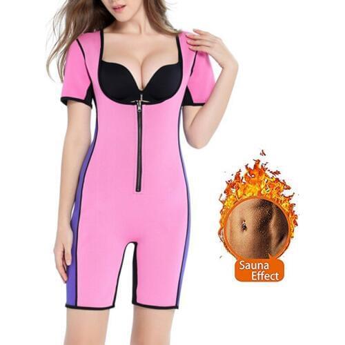 Women Full Body Shaper Neoprene Sweat Sauna Suit Waist Trainer Bodysuit Weight Loss Shapewear Thigh Tummy Control Bust Push Up