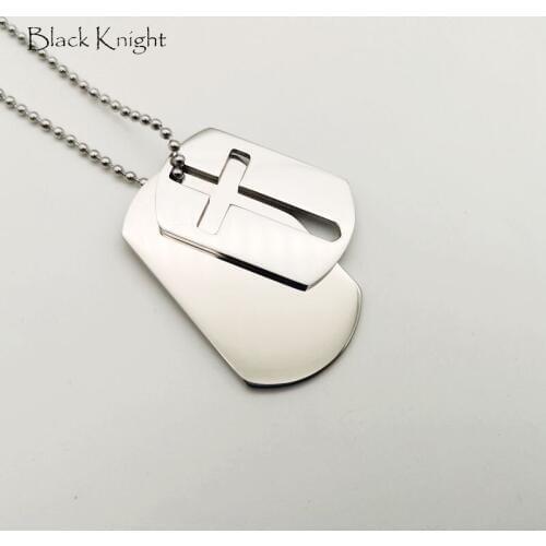 2019 S/S New Fine polished stainless steel Cross dog tag pendant necklace Hollow out cross 2pcs dog tag necklace BLKN0639