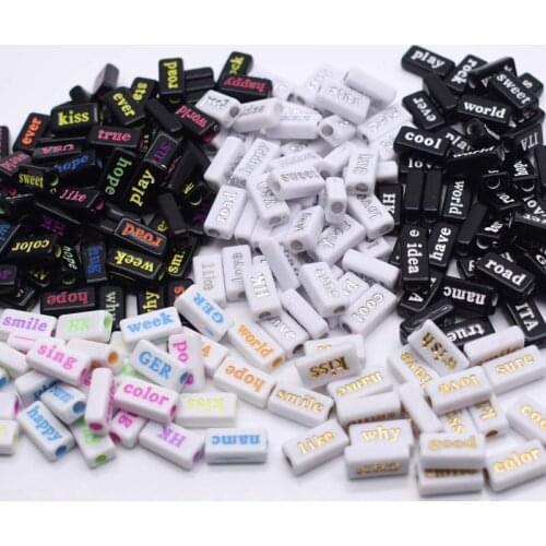 50pcs Acrylic Letter Beads Square Letter cool kiss happy love Beads Acrylic Spacer Beads for Jewelry Making DIY Bracelet