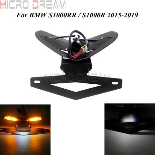 For BMW S1000RR S1000R 2015-2019 Motorcycle Tail Tidy LED License Plate Frame Bracket Fender Eliminator Kit w/ Turn Signal Lamp