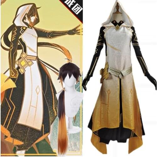Anime Genshin Impact Liyue Harbor Zhongli Morax Game Suit Party Uniform Cosplay Costume Halloween Men Free Shipping 2021 New