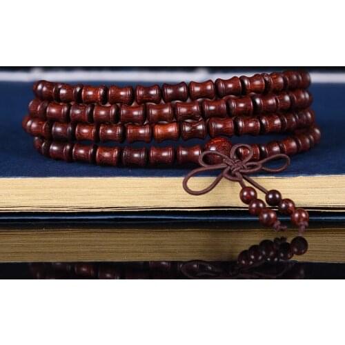 Authentic Indian Old Material Leaflet Rosewood Slubby Beads Water Drop Abacus Bracelet 108 Rosary