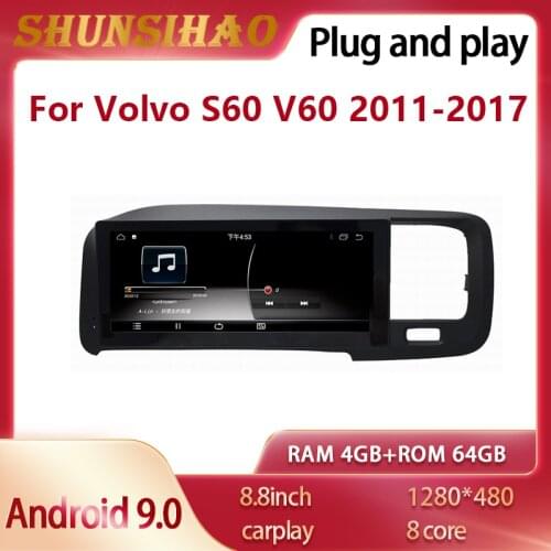 Car radio for 8.8 inch Volvo S60 V60 2011-2017 tape recorder autoradio multimedia car GPS navigation Audio player Android 9.0