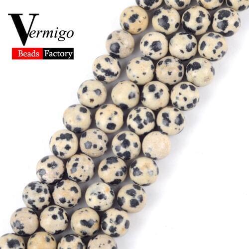 Natural Stone Beads Dalmation Jaspers Round Loose Beads For Jewelry Making Diy Bracelet Necklace Spacer Pearl Bead 4 6 8 10 12mm