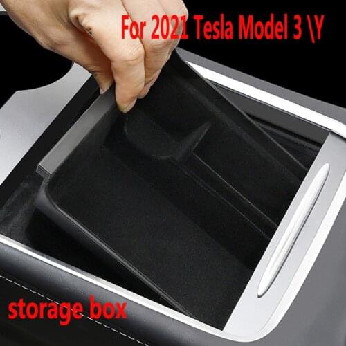 For Tesla 2021 model3 Y central control armrest box storage box storage storage inner box Glove box Tesla modified accessories
