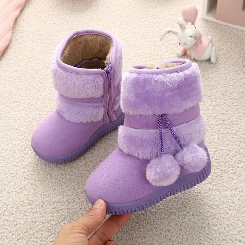 Childrens snow boots for girls martin boots Plush warm baby boy cotton sport shoes teen princess warm boots Baby toddler shoes