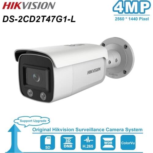 Hikvision DS-2CD2T47G1-L 4 MP Bullet ColorVu Fixed Bullet Network POE IP Camera H.265 CCTV Surveillance 3D DNR IP67 SD Card Slot