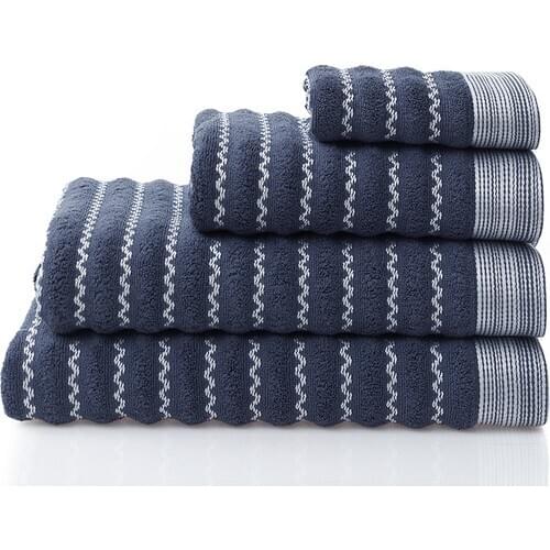 Friendly Textile Cotton MARE Navy 4'lü Face terry Towels