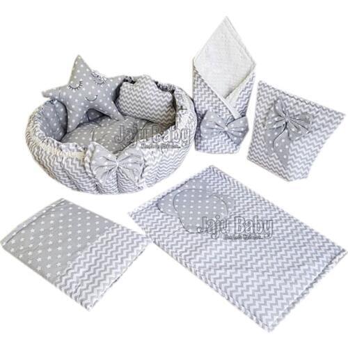 Jaju Baby Gray Zigzag Resealable Play Mat Baby Nest Set